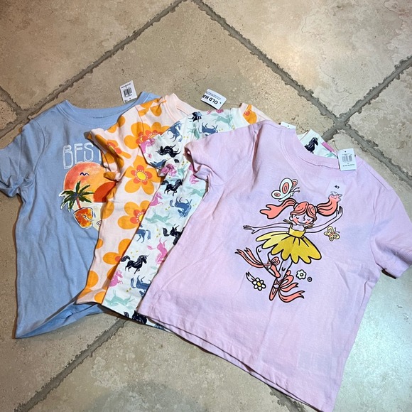 Old Navy Other - NWT Old Navy Kids 4T 4 Tshirts Bundle  Ballerina Unicorn Beach Sunset Graphics